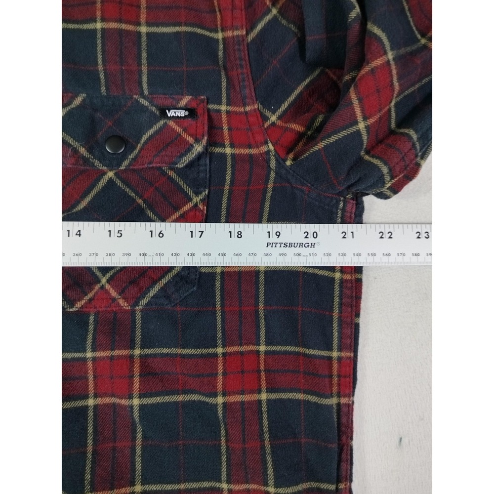 Vans Shirt Mens Medium Red Plaid Hooded Flannel Skater Skatelife Grunge Casual - Picture 13 of 14